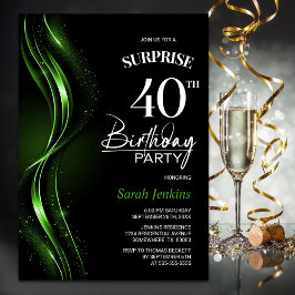 サプライズブラックグリーン40th誕生日パーティー 招待状