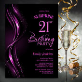 サプライズブラックピンク21歳の誕生日パーティー 招待状