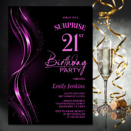 サプライズブラックピンク21歳の誕生日パーティー 招待状