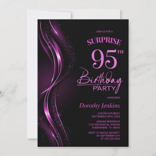 サプライズブラックピンク95th誕生日パーティー 招待状 (正面)