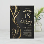 サプライズブラック金ゴールド18thバースデーパーティー 招待状 (スタンド正面)