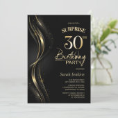 サプライズブラック金ゴールド30th誕生日パーティー 招待状 (スタンド正面)