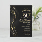 サプライズブラック金ゴールド50thバースデーパーティー 招待状 (スタンド正面)
