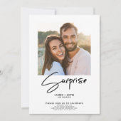 サプライズブラック&ホワイト2フォト婚約パーティ 招待状 (正面)
