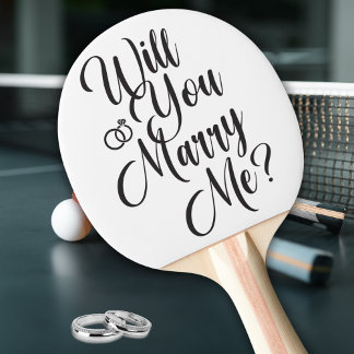 サプライズプロポーズ「私と結婚してくれますか？」 卓球ラケット