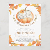 サプライズベビーシャワーエレファントガールオータムカボチャ インビテーションポストカード (正面)