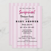 サプライズベビーシャワーピンクストライプ招待状 招待状 (正面/裏面)