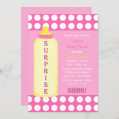 サプライズベビーシャワー招待状ピンクベビーボトル 招待状 (正面/裏面)