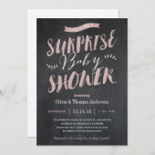 サプライズベビーシャワー招待状 – 黒板ピンク 招待状 (正面/裏面)