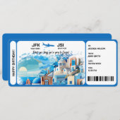 サプライズボーディングパスチケットギリシャSkiathos 招待状 (正面/裏面)