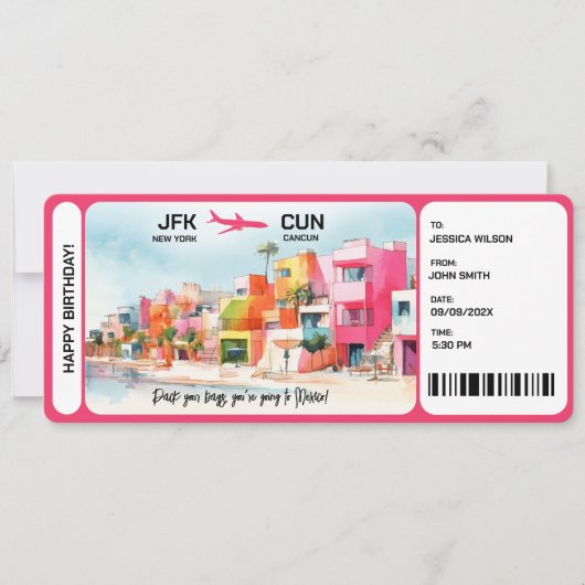 サプライズボーディングパスチケットメキシコ 招待状 (正面)