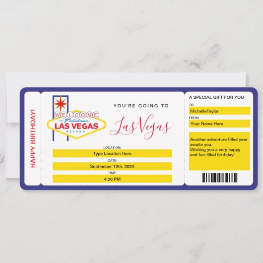サプライズボーディングパスチケットラスベガスウィークエンド 招待状 (正面)
