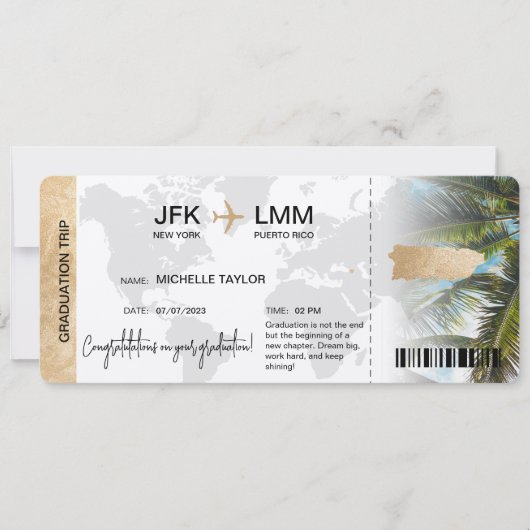 サプライズボーディングパストリップチケットプエルトリコ 招待状 (正面)