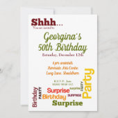 サプライズモダンバースデーパーティーへの招待 招待状 (正面)