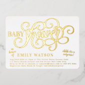 サプライズモダンベビーシャワー金ゴールドプレス 箔招待状 (正面)