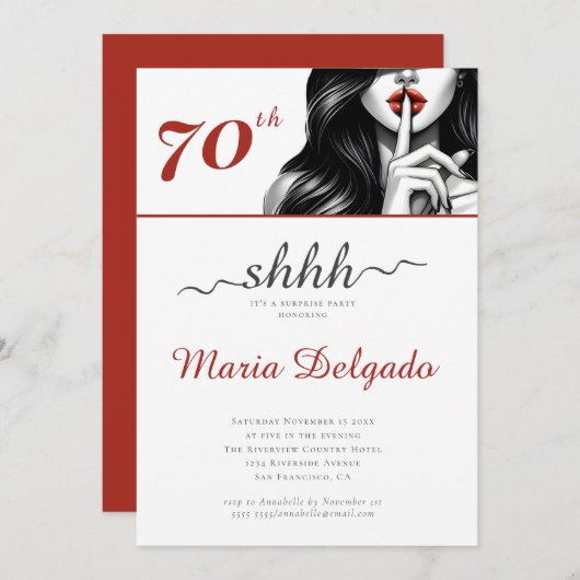 サプライズモダン70th誕生日パーティー 招待状 (正面/裏面)