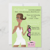 サプライズランジェリーブライダルシャワーグリーンスパークル 招待状 (正面)