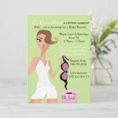 サプライズランジェリーブライダルシャワーグリーンスパークル 招待状 (スタンド正面)