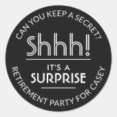 サプライズリタイアエレガントパーティー白黒 ラウンドシール (正面)