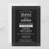 サプライズリタイアエレガントパーティー白黒 招待状 (正面)