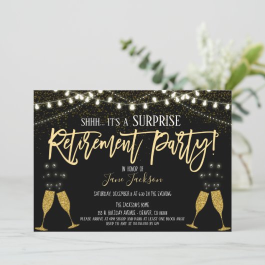 サプライズリタイアメントパーティの招待状 招待状 (スタンド正面)