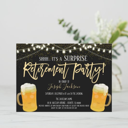 サプライズリタイアメントパーティの招待状 招待状 (スタンド正面)