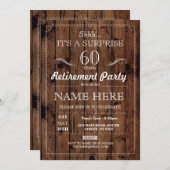 サプライズリタイアメントパーティーウッ素朴ドイヤーズ招待状 招待状 (正面/裏面)