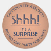 サプライズリタイアメントパーティーシーッ！ネイビーブルー&コッパー ラウンドシール (正面)