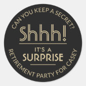 サプライズリタイアメントパーティーシーッ！黒エレガント金ゴールド ラウンドシール (正面)