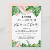 サプライズリタイアメントパーティートロピカルパームフローラ 招待状 (正面/裏面)