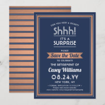 サプライズリタイアメントパーティーネイビーブルーホワイト&銅