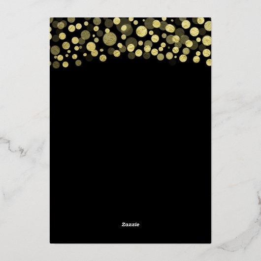 サプライズリタイアメントパーティーブラックと金ゴールド 箔招待状 (裏面)