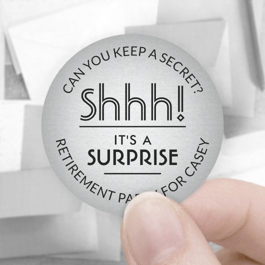 サプライズリタイアメントパーティーブラック&シルバーフェイクフォイル ラウンドシール