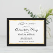 サプライズリタイアメントパーティー水平ブラック&金ゴールド 招待状 (スタンド正面)
