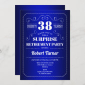 サプライズリタイアメントパーティー王室の – 青 招待状 (正面/裏面)