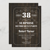 サプライズリタイアメントパーティー – 木目パターン 招待状 (正面/裏面)