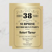 サプライズリタイアメントパーティー-金ゴールドブラック 招待状 (正面/裏面)