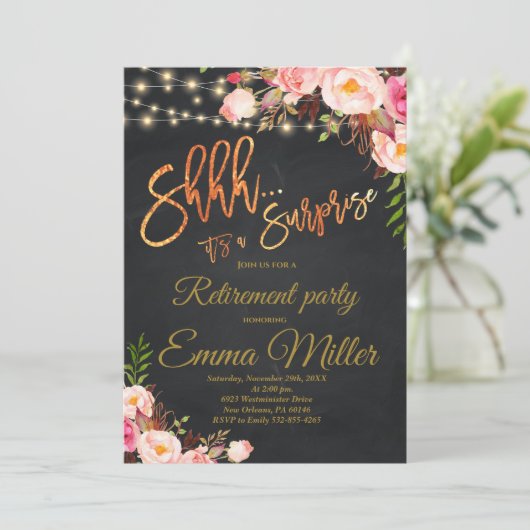 サプライズリタイアメントパーティー、Bohoフローラリタイア 招待状 (スタンド正面)