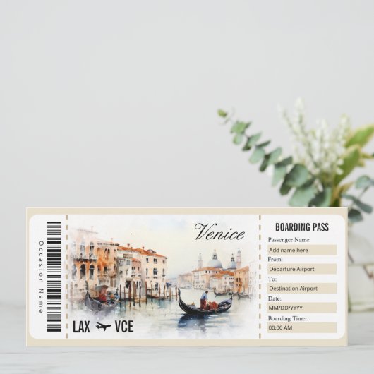 サプライズヴェネツィア搭乗券ギフト証明書 招待状 (スタンド正面)