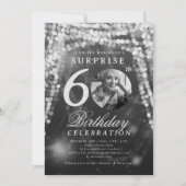 サプライズ写真第60誕生日銀釉ライト 招待状 (正面)