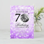 サプライズ写真70th Birthday Party Purple《写真》ぼけ味 招待状 (スタンド正面)