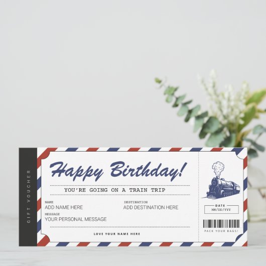 サプライズ列車旅行チケット ギフト券 招待状 (スタンド正面)