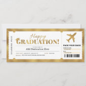 サプライズ卒業旅行航空券ゴールドギフトチケット 招待状 (正面)