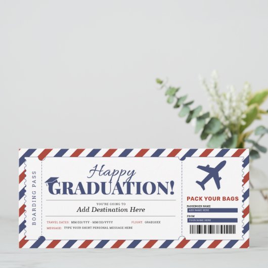 サプライズ卒業旅行航空券プレゼントチケット 招待状 (スタンド正面)