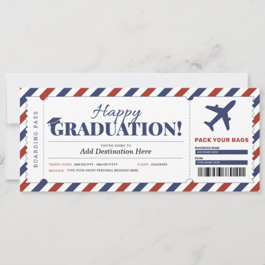 サプライズ卒業旅行航空券プレゼントチケット 招待状 (正面)