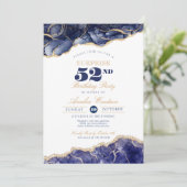 サプライズ大人エレガント誕生日ネイビー任意の年齢 招待状 (スタンド正面)