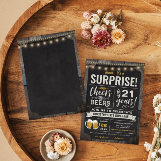 サプライズ応援とビアーズ21歳の誕生日招待状 招待状