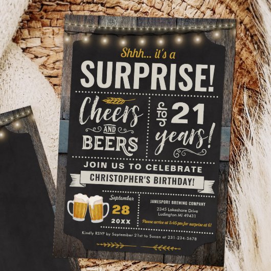 サプライズ応援とビアーズ21歳の誕生日招待状 招待状