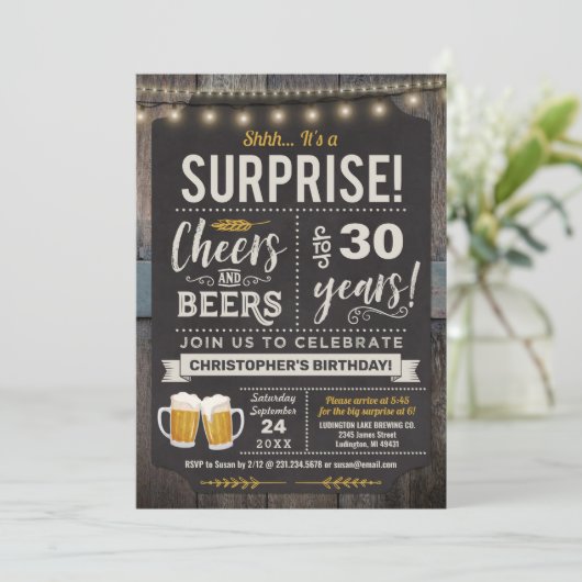 サプライズ応援とビアーズ30th誕生日招待状 招待状 (スタンド正面)