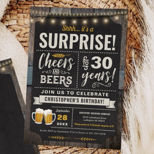 サプライズ応援とビアーズ30th誕生日招待状 招待状